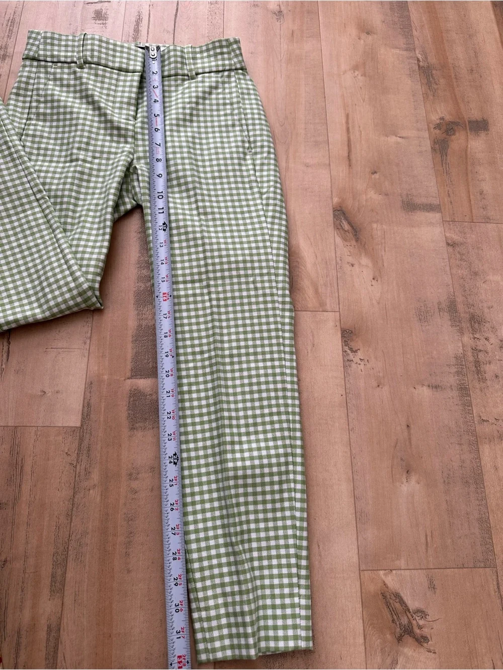 NWT J Crew Size 0 Green Gingham Check Cameron Pants Bi Stretch Cotton Cropped